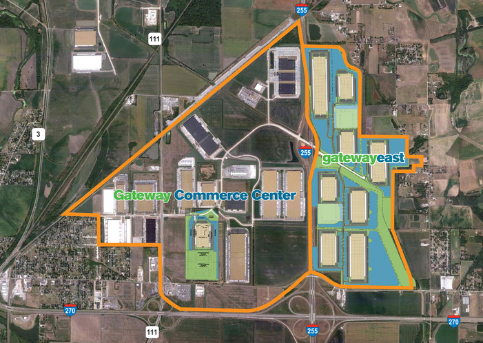 Satellite view map of Gateway Commerce Center location