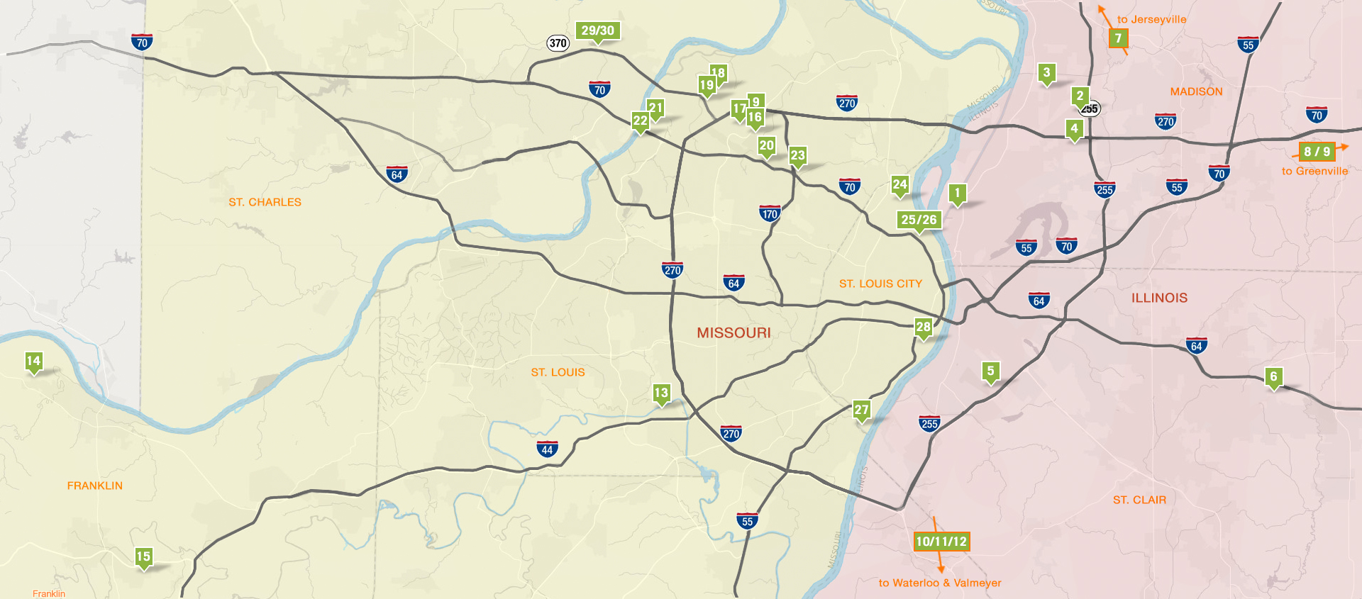 St. Louis Regional Freightway Industrial Real Estate Sites Map