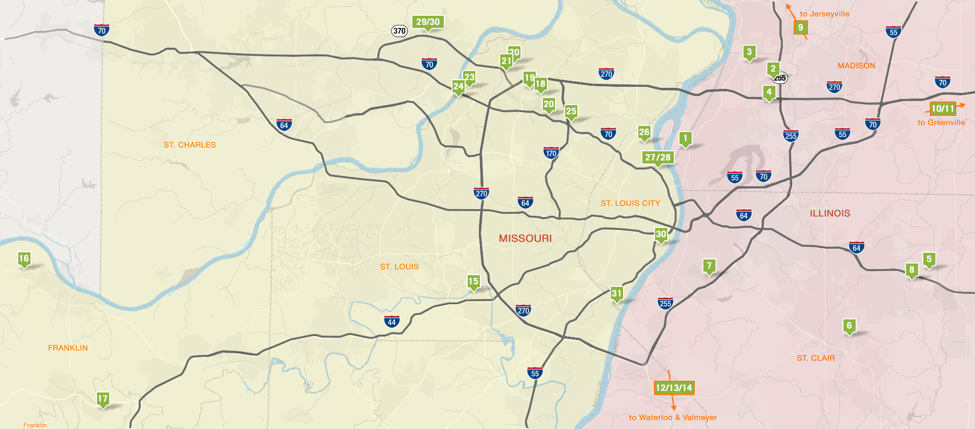 St. Louis Regional Freightway Industrial Real Estate Sites Map