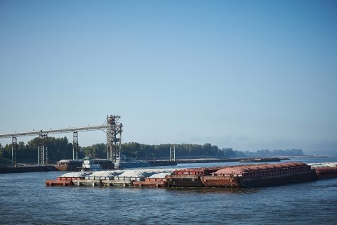 Barge on river