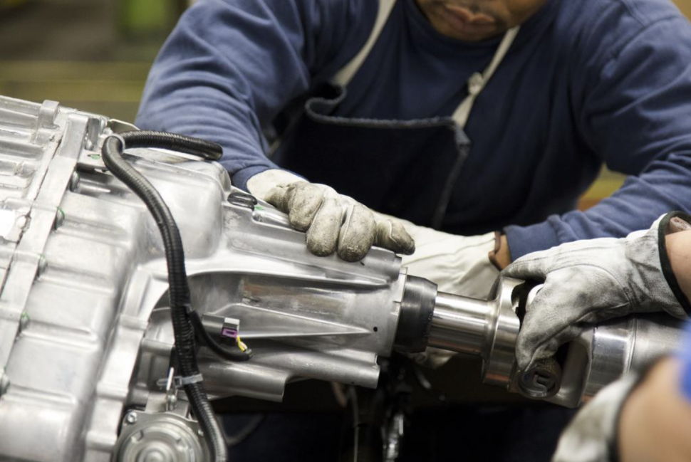 An employee works at the General Motors Wentzville assembly plant.