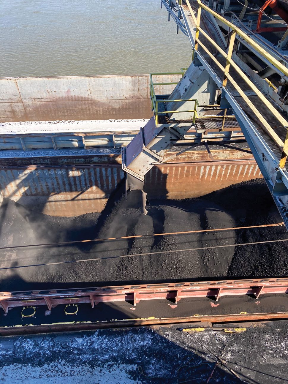 Coal being poured at the Hall Street Terminal.