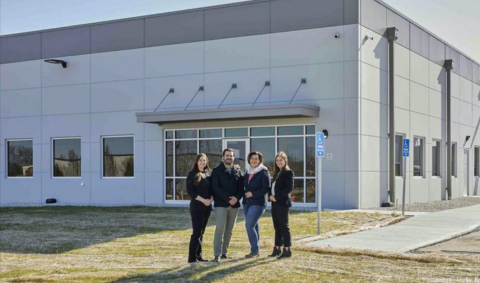 Volpi Foods on April 19 will begin operations at its new 86,000-square-foot facility in Union, Missouri, where it will slice and package various meat products. Pictured here (from left) are Marketing Manager Deanna Depke, Supply Chain Manager Derek Depke, CEO Lorenza Pasetti and Commercialization Manager Daniela Walker.