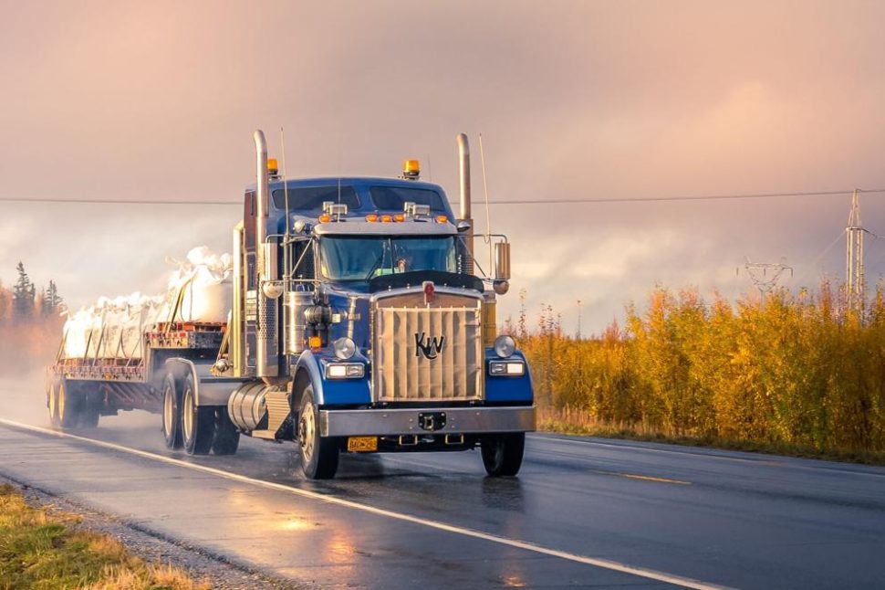 A truck on a highway