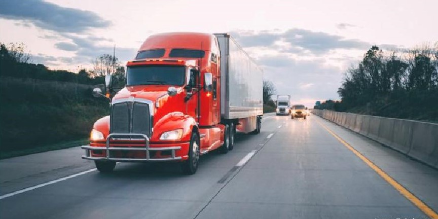 A truck on a highway