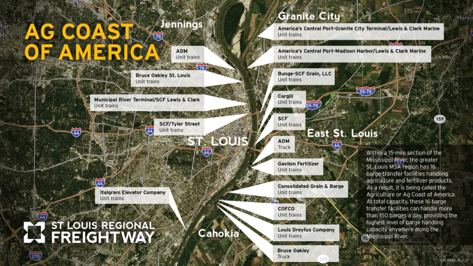 Ag Coast of America map of barge-transfer facilities