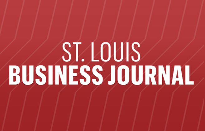 Red and white logo for the St. Louis Business Journal