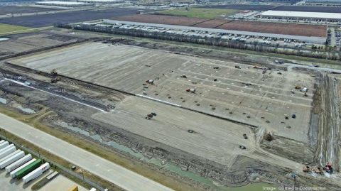 With grading finished and the slab ready to be poured, this future warehouse, one of the largest in the St. Louis region, should be finished in the fall.