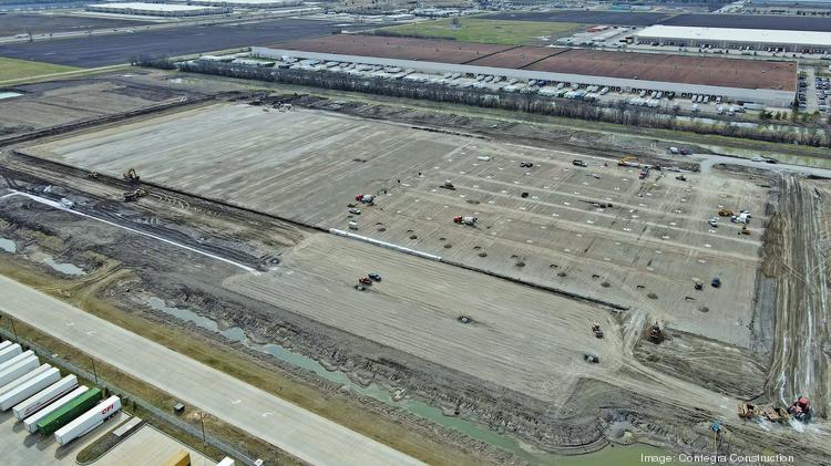 With grading finished and the slab ready to be poured, this future warehouse, one of the largest in the St. Louis region, should be finished in the fall.