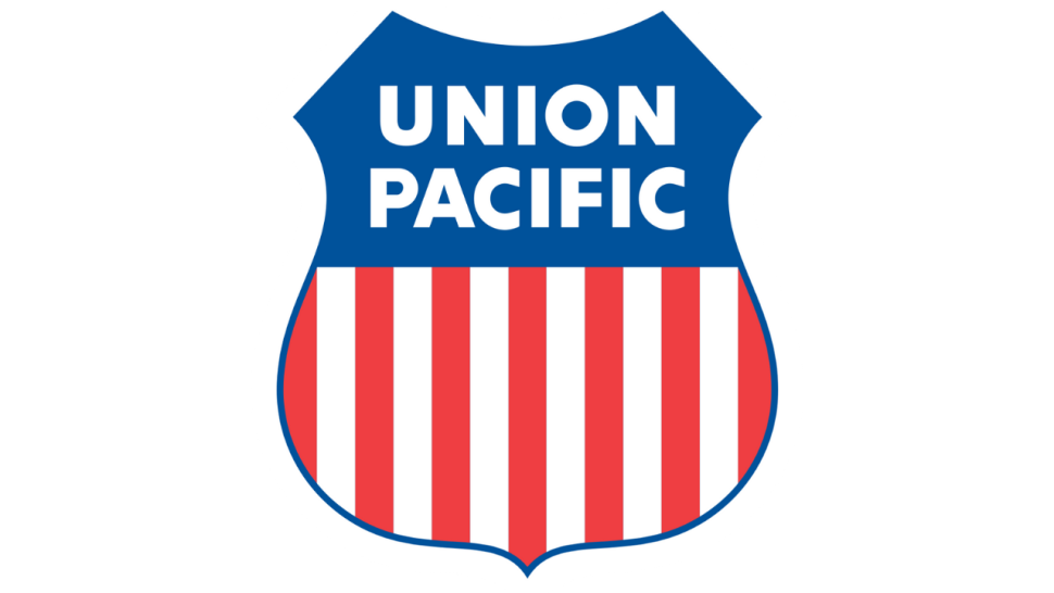 Union Pacific's blue, white and red logo on a white background
