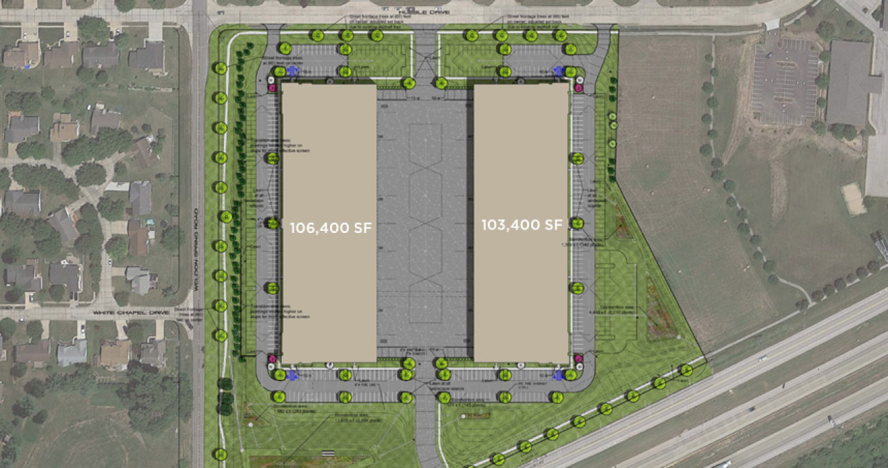 Aerial map view of Commerce Park West location