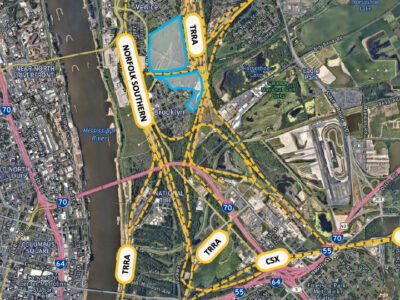 Satellite map outlining location of Madison Yard Farm Field site
